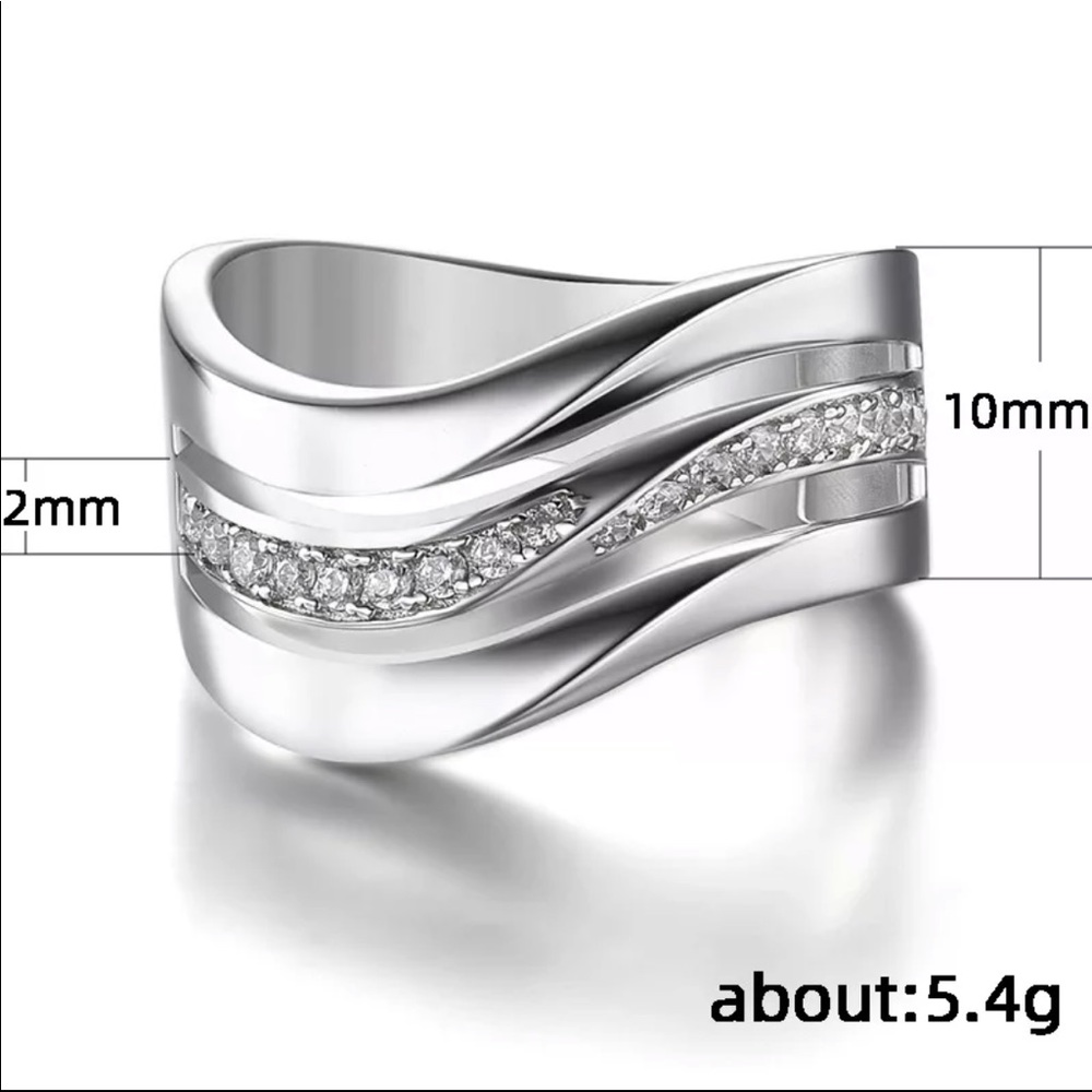 New 925 Silver Three Layer Diamond Engagement Ring - Picture 6 of 6